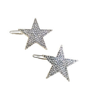 Silver Tone Rhinestone Barrette Star Set Of 2 Cheerleader Dallas Cowboys
